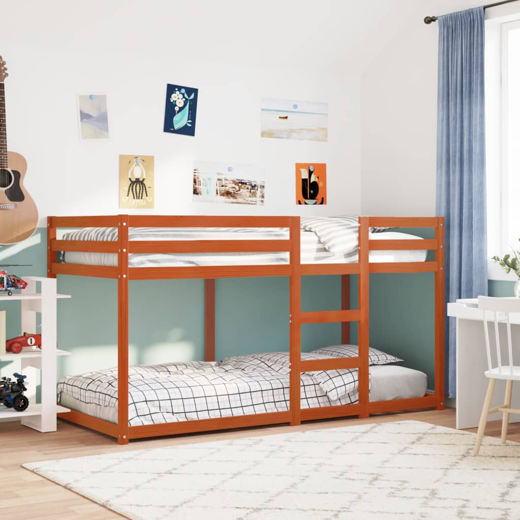 vidaXL Bunk Bed without Mattress Wax Brown 75x190 cm Small Single Solid Wood Pine