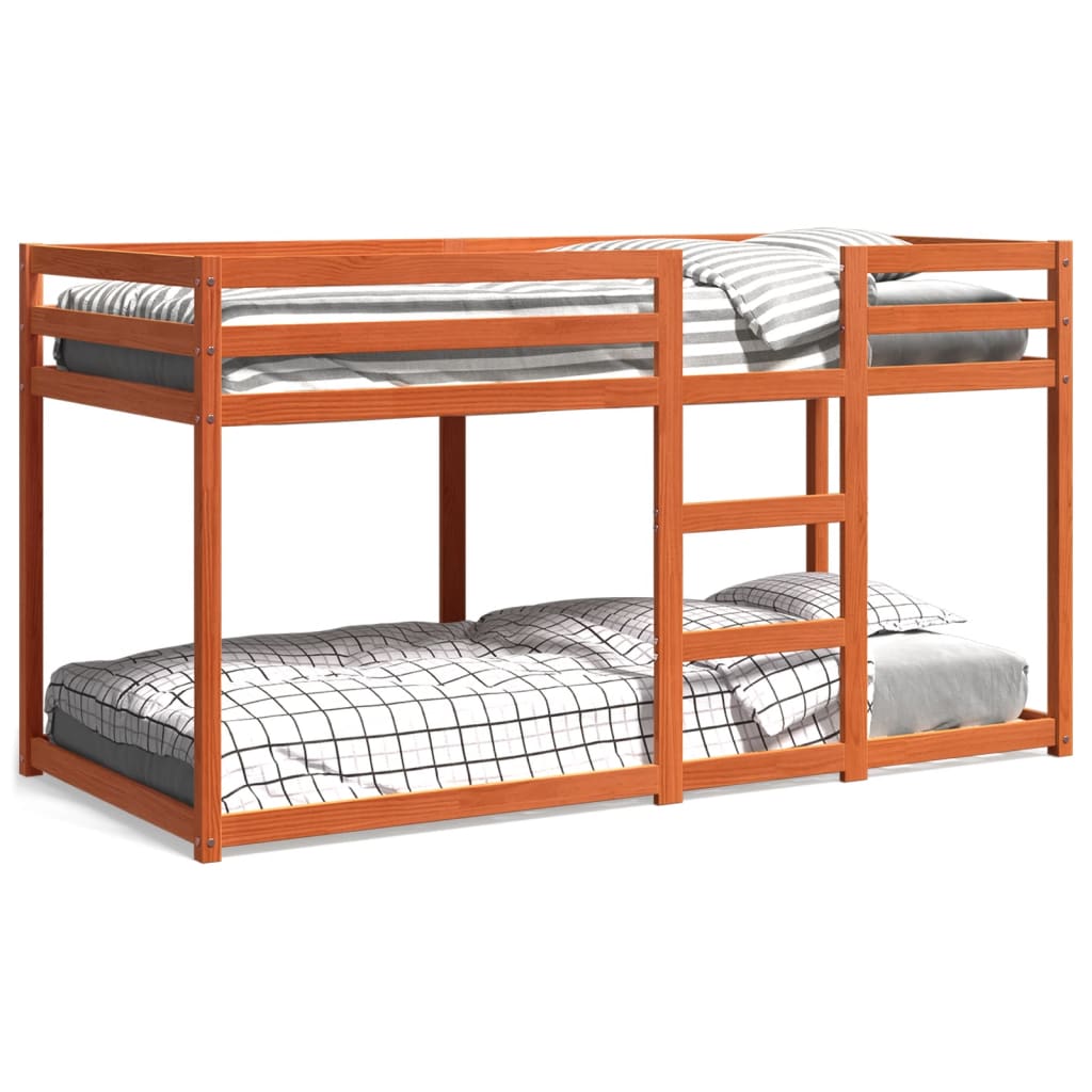 vidaXL Bunk Bed without Mattress Wax Brown 75x190 cm Small Single Solid Wood Pine