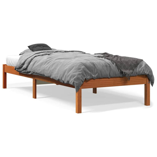 vidaXL Bed Frame without Mattress Wax Brown 75x190 cm Small Single Solid Wood Pine