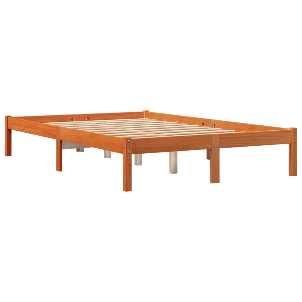 vidaXL Bed Frame without Mattress Wax Brown 120x190 cm Small Double Solid Wood Pine