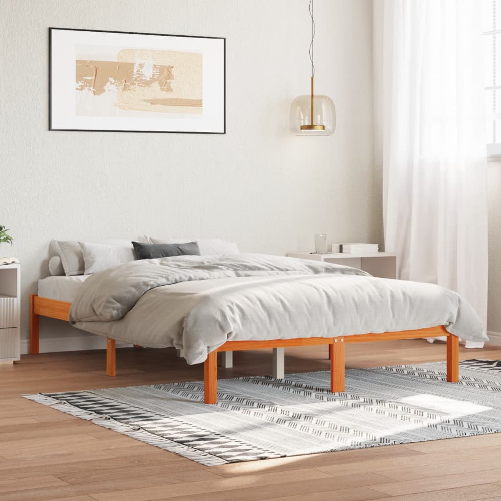 vidaXL Bed Frame without Mattress Wax Brown 120x190 cm Small Double Solid Wood Pine