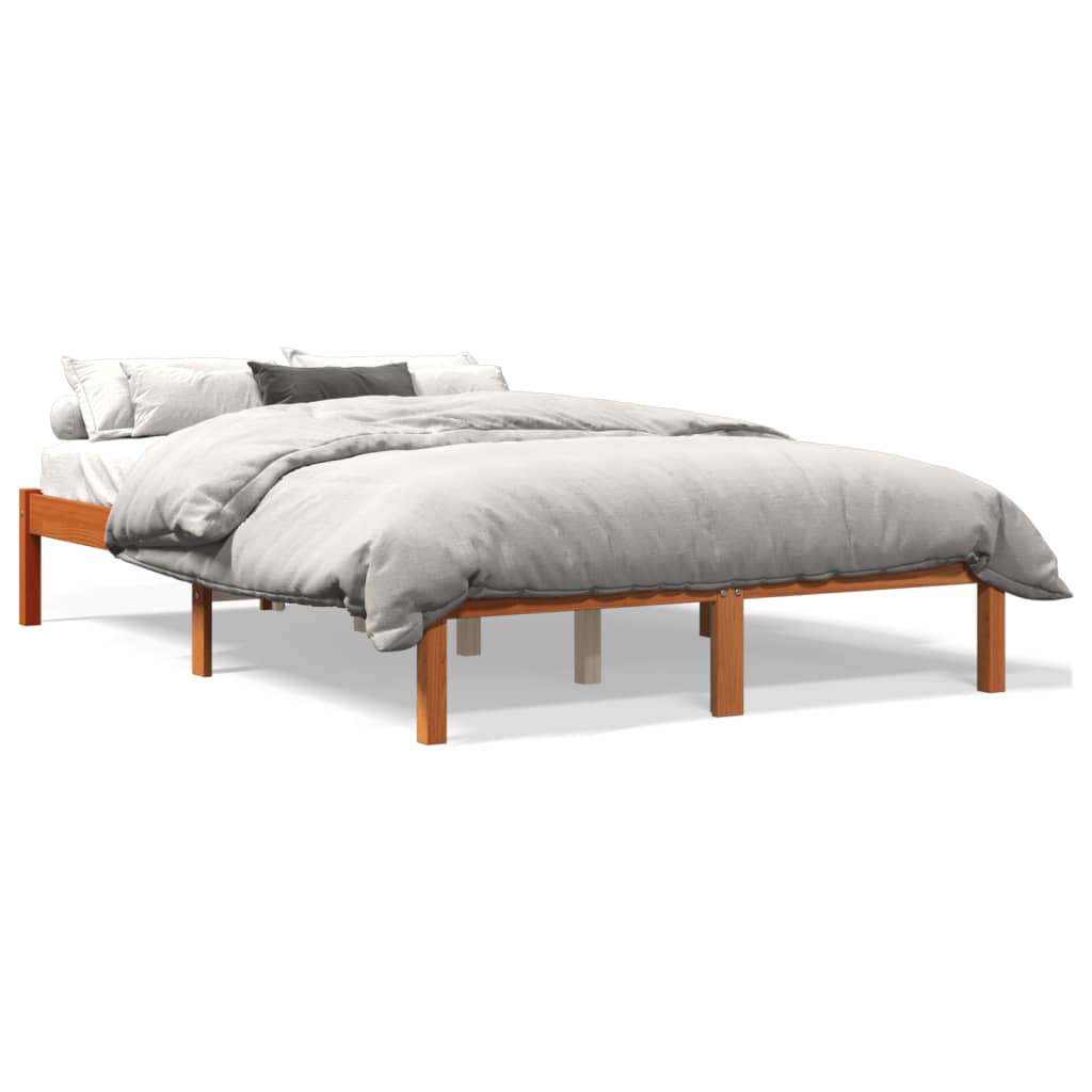 vidaXL Bed Frame without Mattress Wax Brown 120x190 cm Small Double Solid Wood Pine