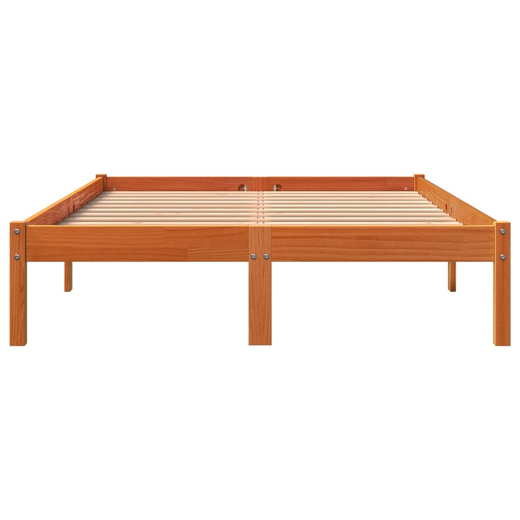 Bed Frame without Mattress Wax Brown 140x190 cm Solid Wood Pine