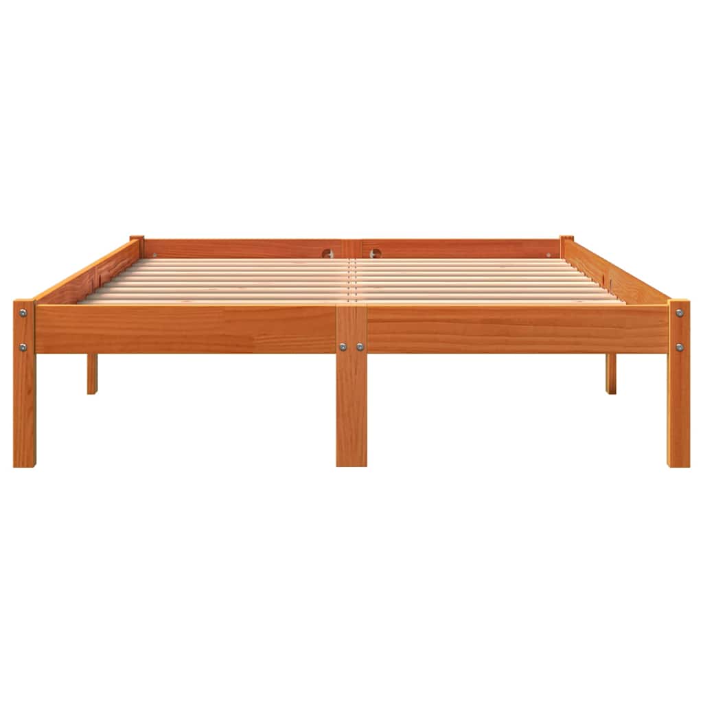 Bed Frame without Mattress Wax Brown 140x200 cm Solid Wood Pine