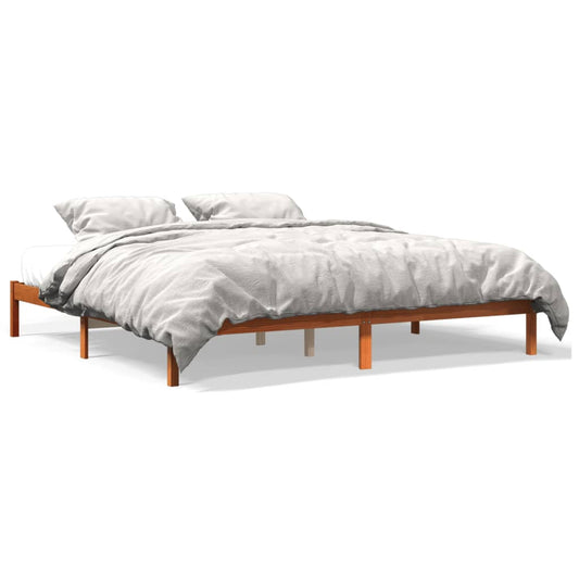 vidaXL Bed Frame without Mattress Wax Brown 180x200 cm Super King Solid Wood Pine