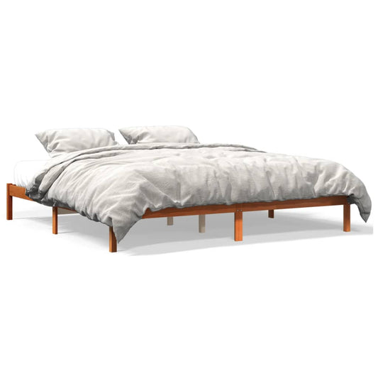 vidaXL Bed Frame without Mattress Wax Brown 200x200 cm Solid Wood Pine