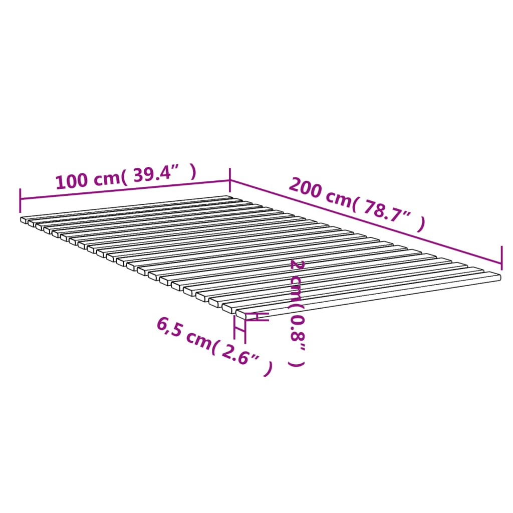 vidaXL Bed Slats 100x200 cm Solid Wood Pine