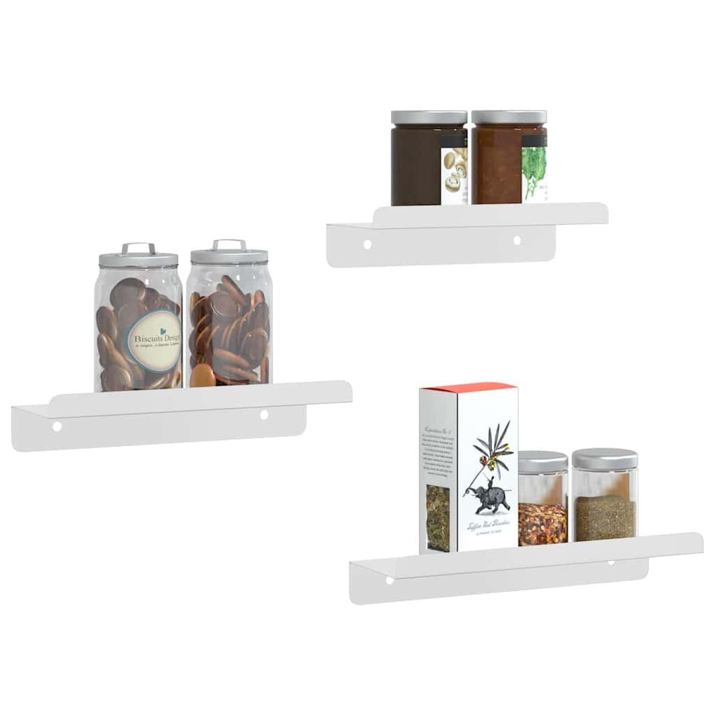 vidaXL Wall Shelves 3 pcs Silver Stainless Steel