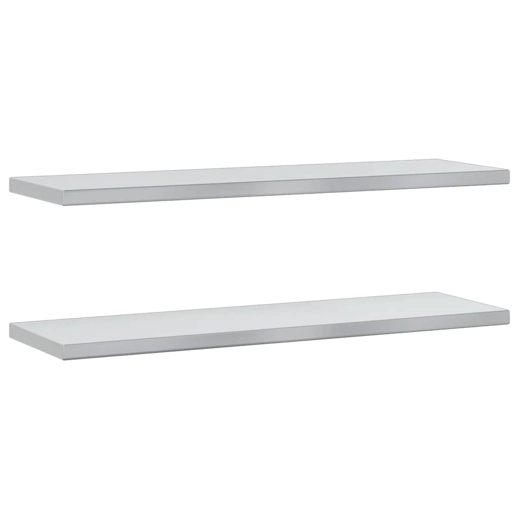 vidaXL Wall Shelves 2 pcs 100x30x3 cm Silver Stainless Steel