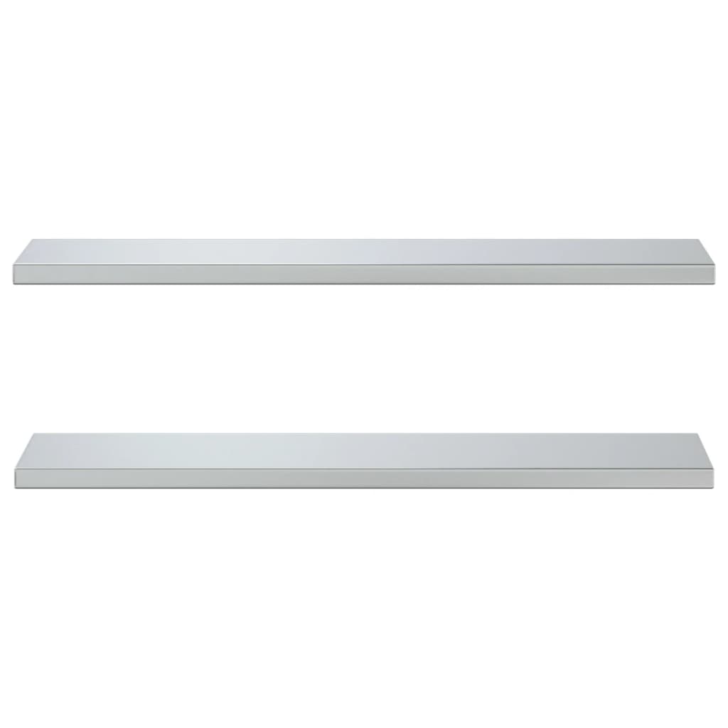 vidaXL Wall Shelves 2 pcs 100x23.5x3 cm Silver Stainless Steel