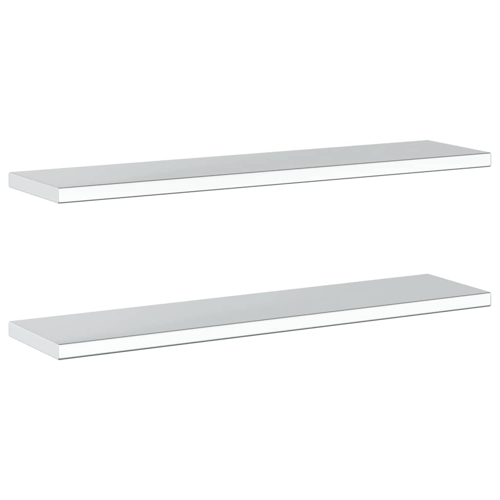 vidaXL Wall Shelves 2 pcs 100x23.5x3 cm Silver Stainless Steel