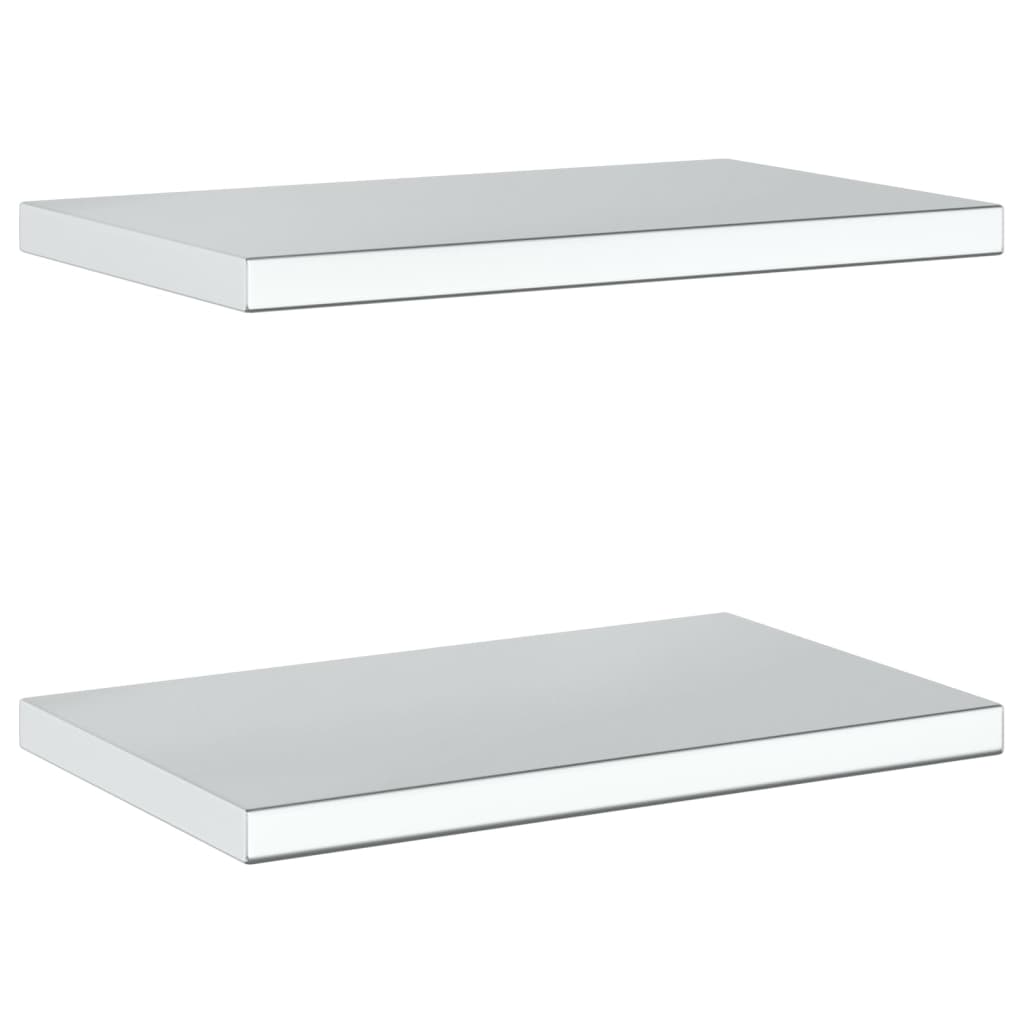 vidaXL Wall Shelves 2 pcs 50x30x3 cm Silver Stainless Steel