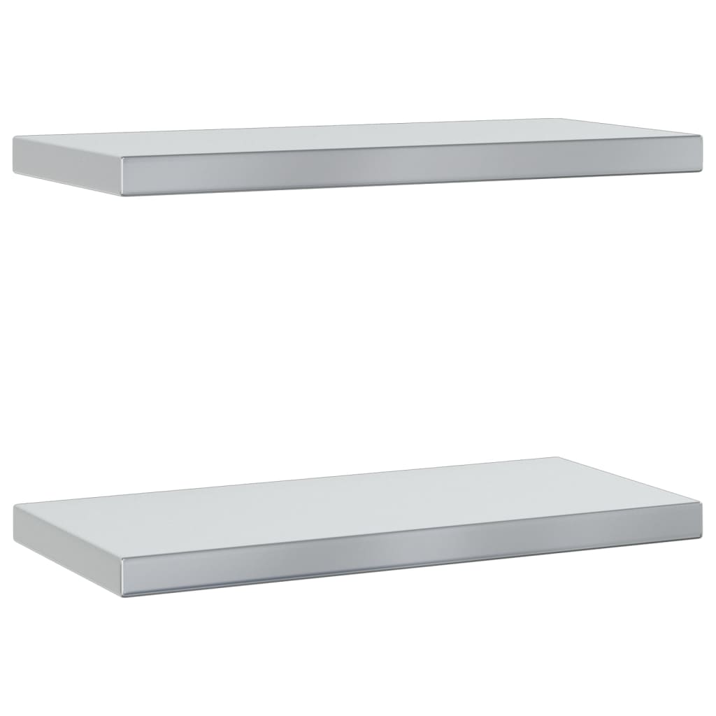 vidaXL Wall Shelves 2 pcs 50x23.5x3 cm Silver Stainless Steel