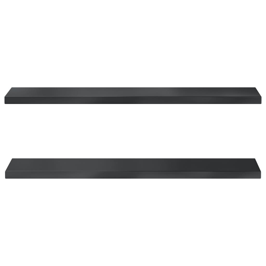 vidaXL Wall Shelves 2 pcs 100x23.5x3 cm Black Stainless Steel