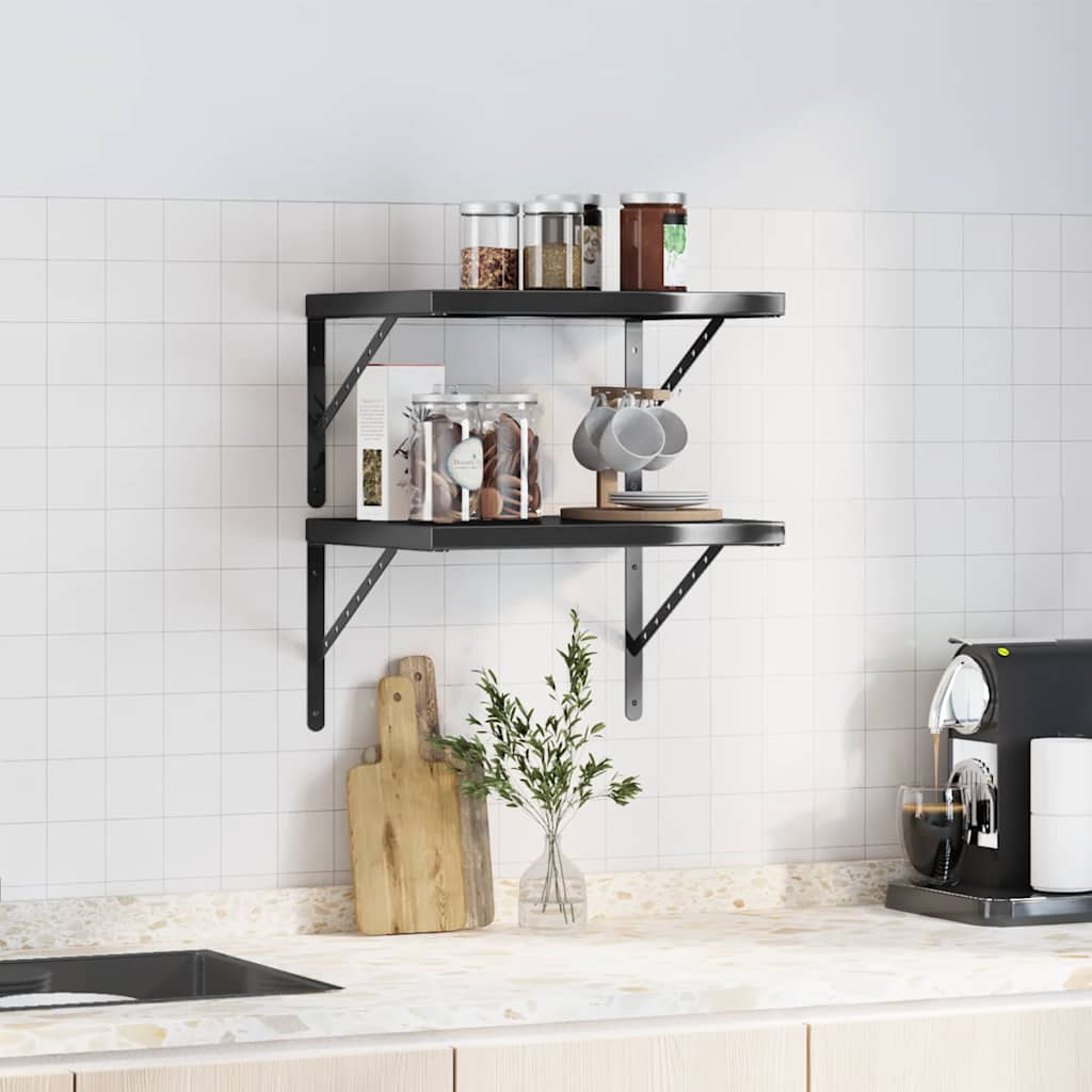 vidaXL Wall Shelves 2 pcs 50x40x3 cm Black Stainless Steel