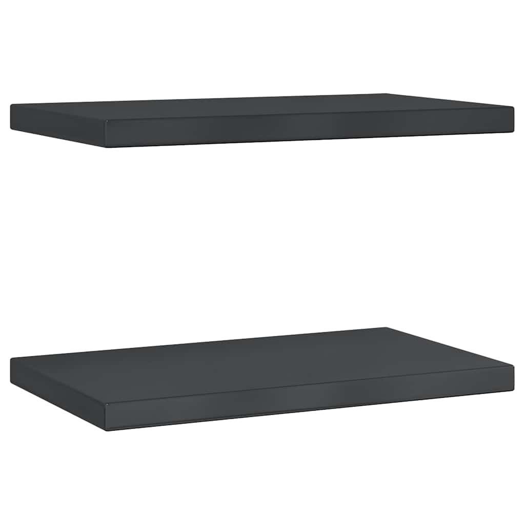 Wall Shelves 2 pcs 50x30 cm Black Stainless Steel