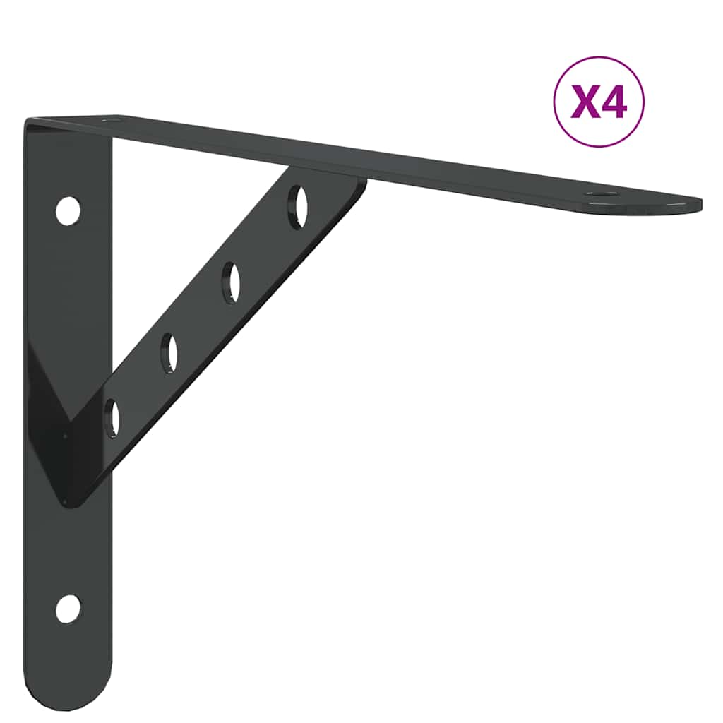 Shelf Brackets 4 pcs 30x2.5x15.5 cm Black Stainless Steel