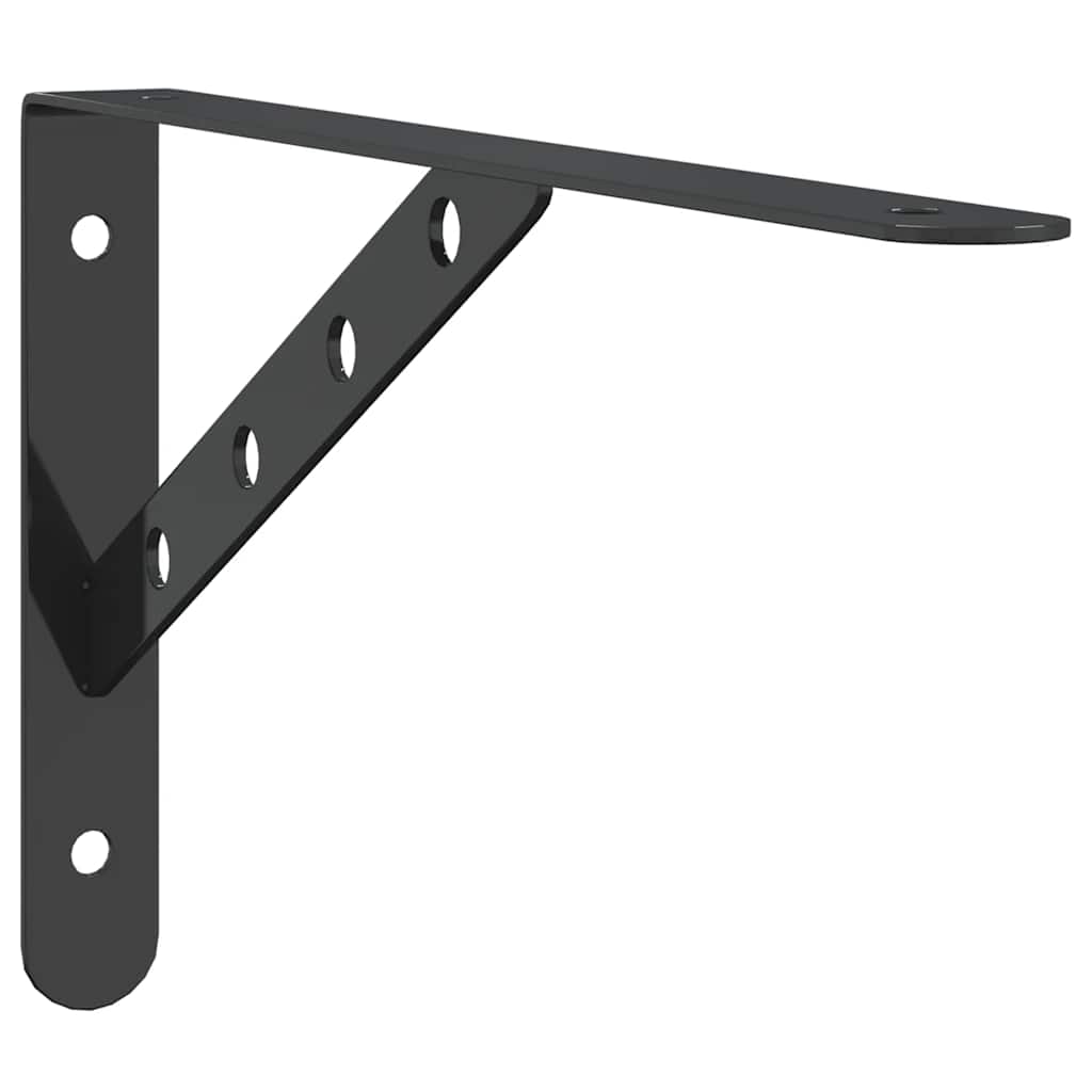Shelf Brackets 4 pcs 30x2.5x15.5 cm Black Stainless Steel
