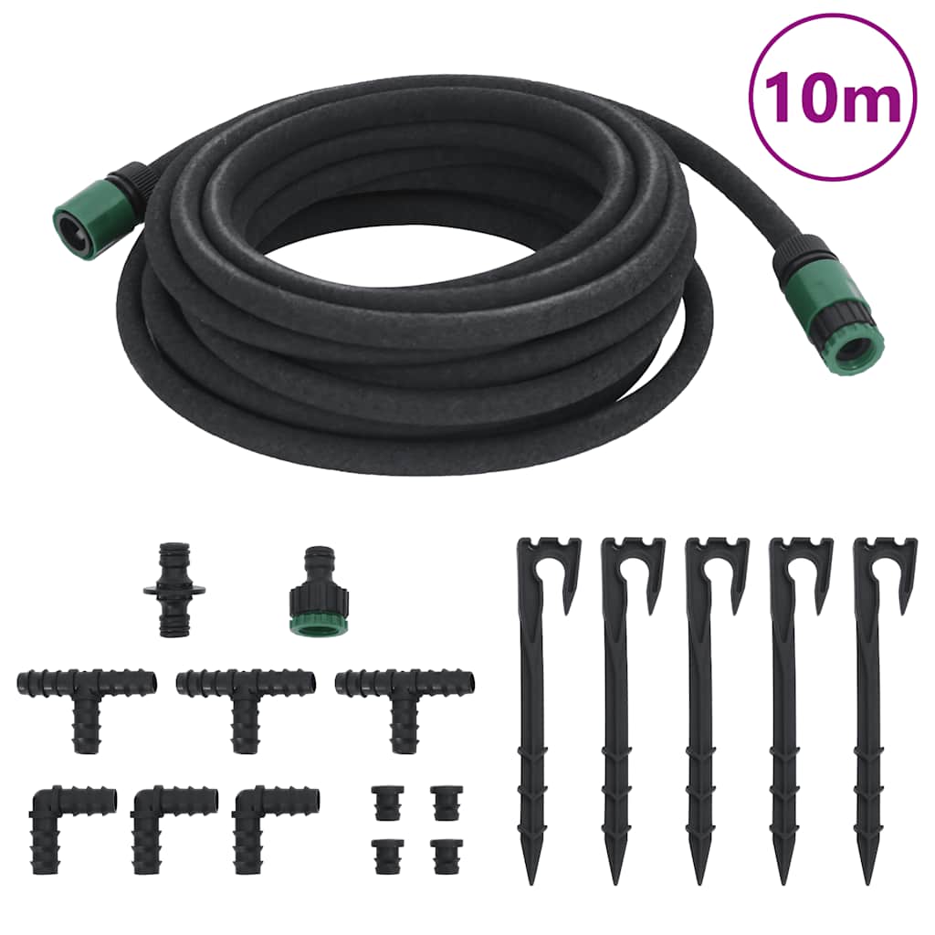 Garden Soaker Hose Black 0,6" 10 m Rubber