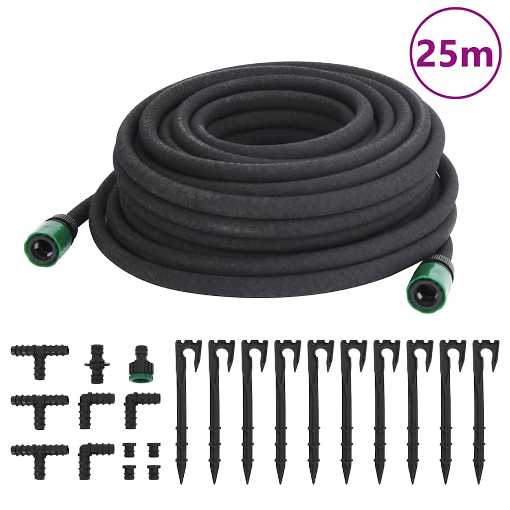 Garden Soaker Hose Black 0,6" 25 m Rubber