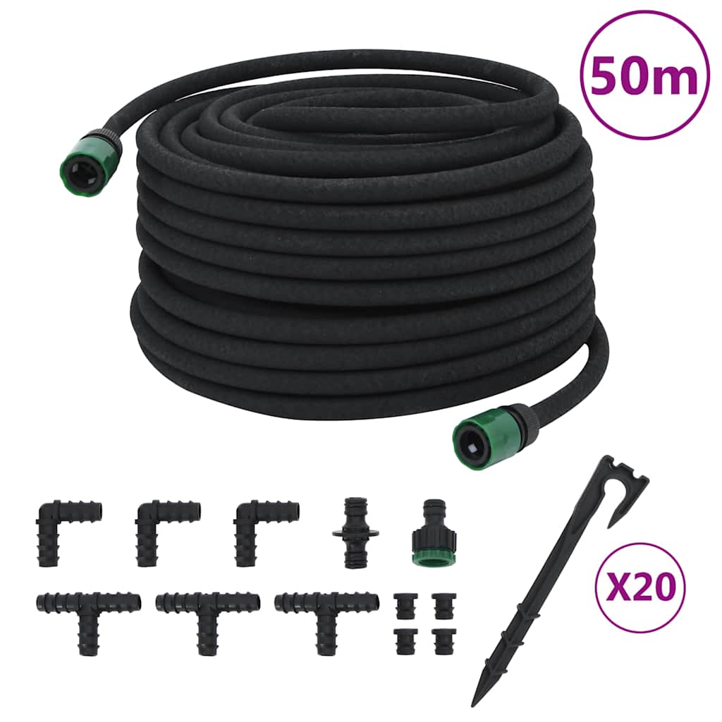 Garden Soaker Hose Black 0,6" 50 m Rubber