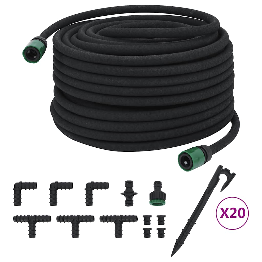 Garden Soaker Hose Black 0,6" 50 m Rubber