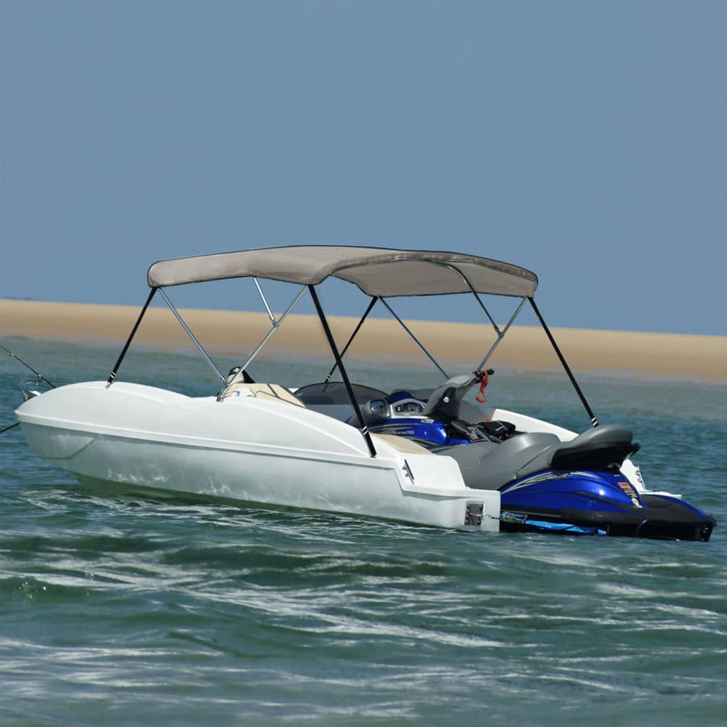 vidaXL 3-bow Bimini Top Grey 182x184x136 cm