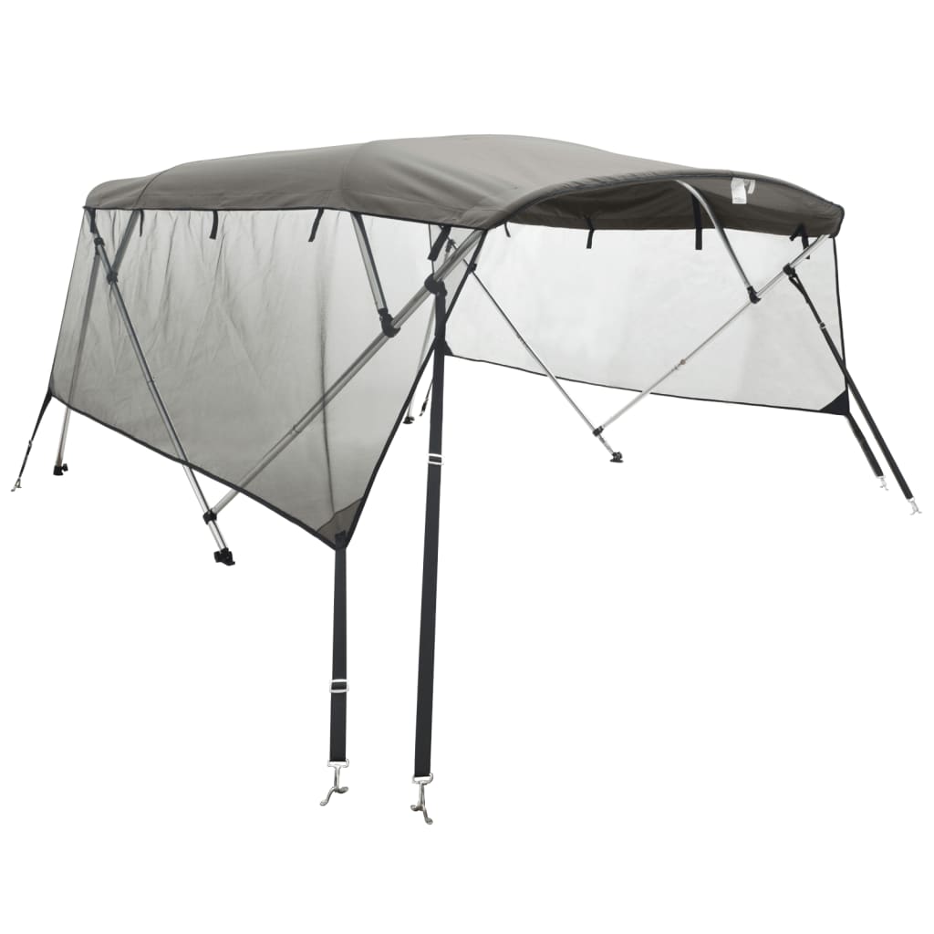 vidaXL 4-bow Bimini Top with Mesh Sidewalls 243x(170-182)x137 cm