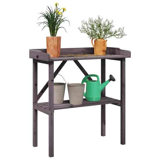 vidaXL Plant Table with Shelf Grey 78x38x82.5 cm Solid Wood Fir