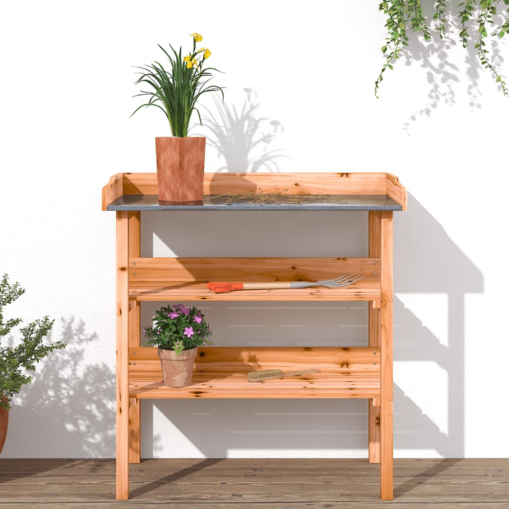 vidaXL Plant Table with Shelves Brown 78x38x82.5 cm Solid Wood Fir