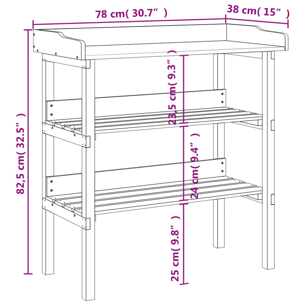 vidaXL Plant Table with Shelves Brown 78x38x82.5 cm Solid Wood Fir