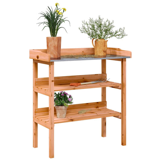 vidaXL Plant Table with Shelves Brown 78x38x82.5 cm Solid Wood Fir