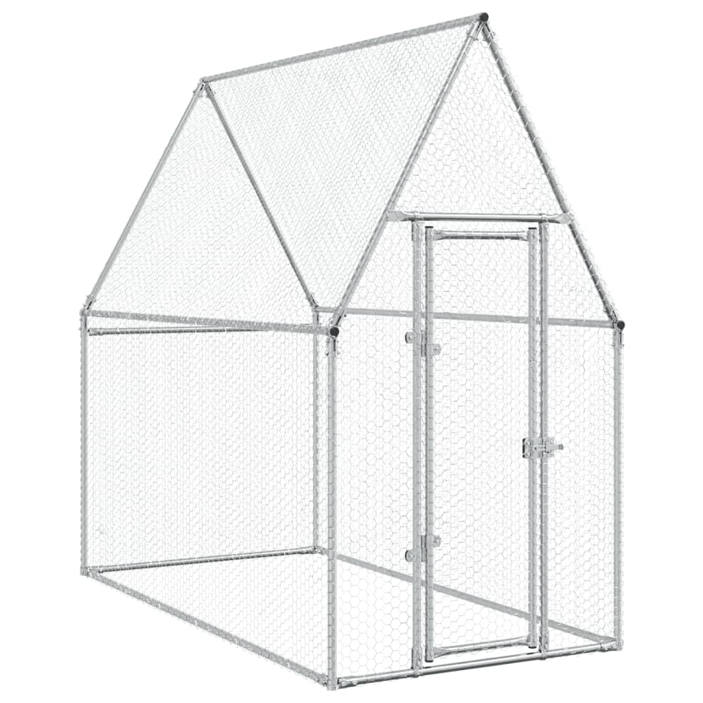 vidaXL Chicken Cage Silver 200x100x190 cm Galvanised Steel