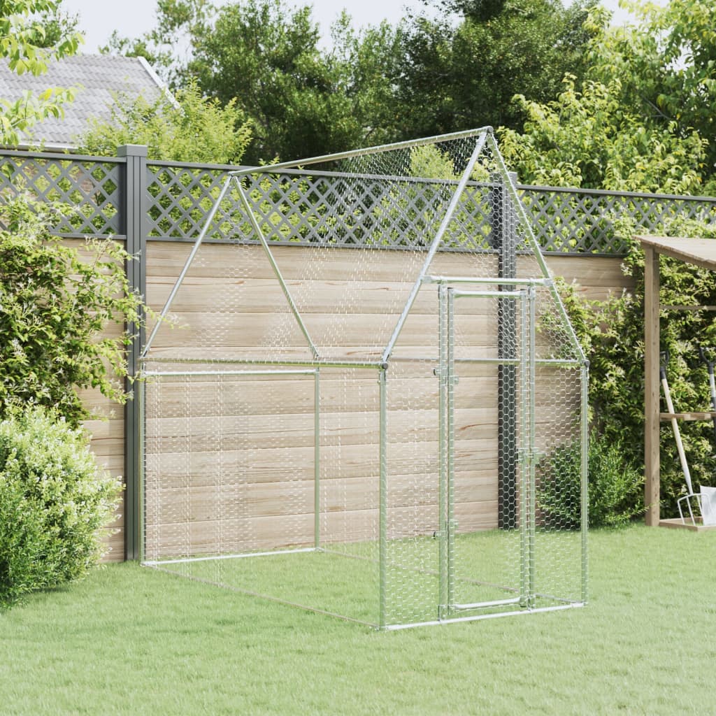 vidaXL Chicken Cage Silver 200x100x190 cm Galvanised Steel