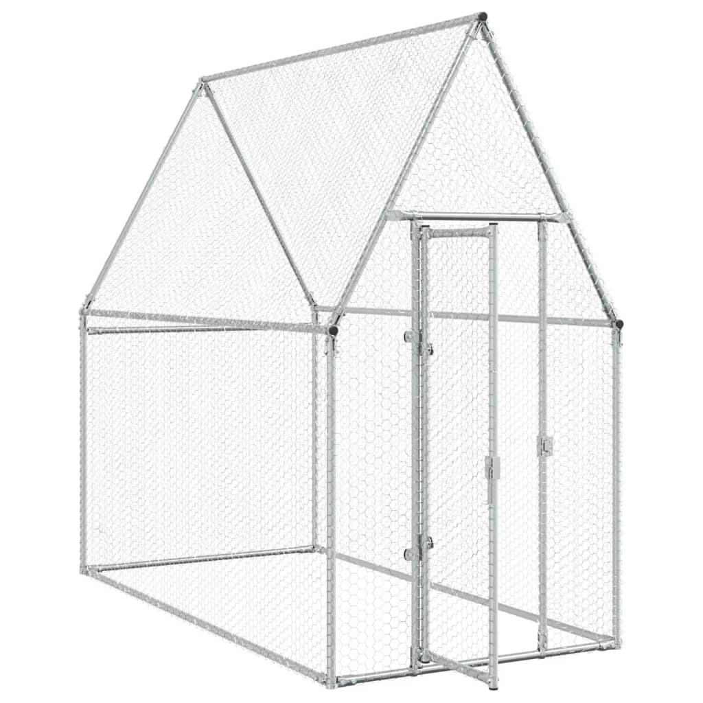 vidaXL Chicken Cage Silver 200x100x190 cm Galvanised Steel