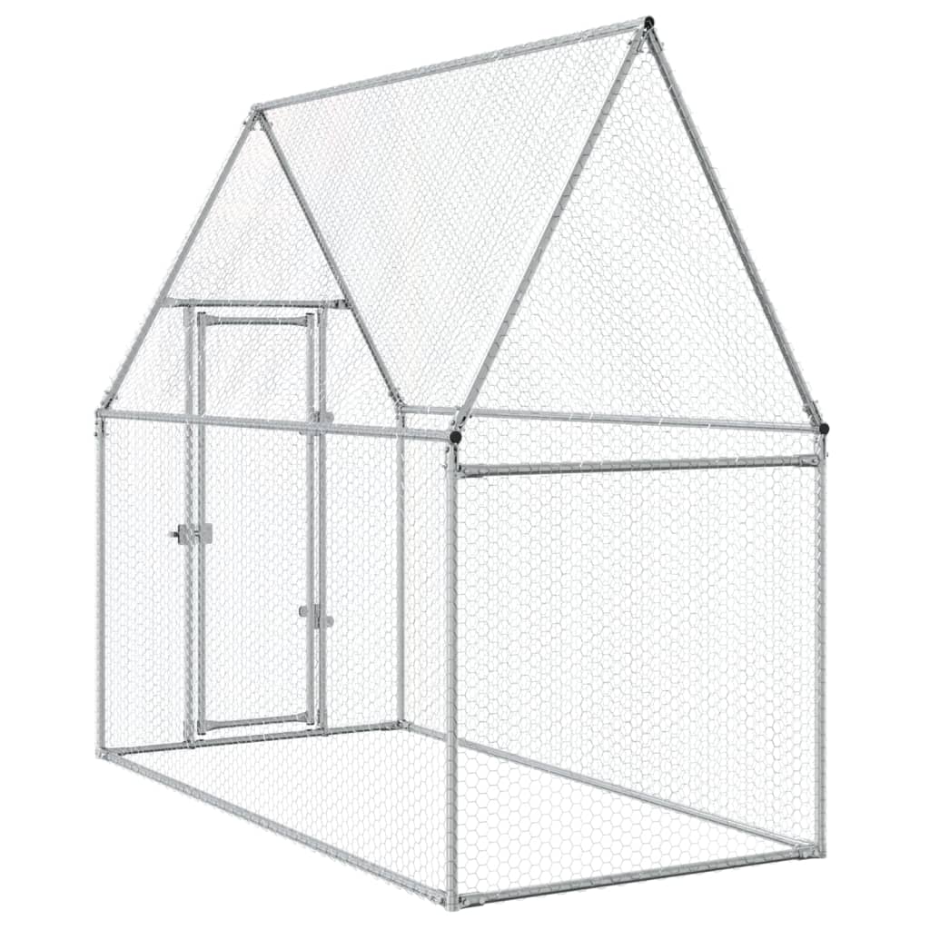 vidaXL Chicken Cage Silver 200x100x190 cm Galvanised Steel