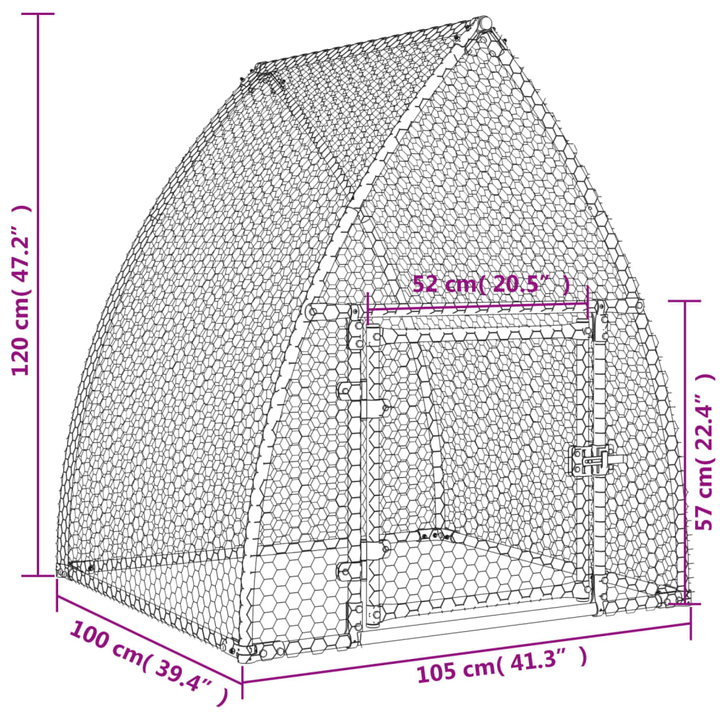 Chicken Cage Silver 100x105x120 cm Galvanised Steel