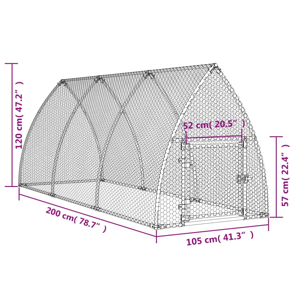 vidaXL Chicken Cage Silver 300x105x120 cm Galvanised Steel