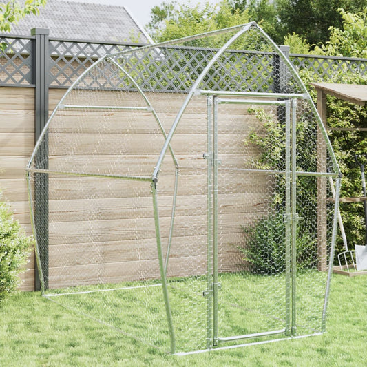 vidaXL Chicken Cage Silver 200x105x182 cm Galvanised Steel