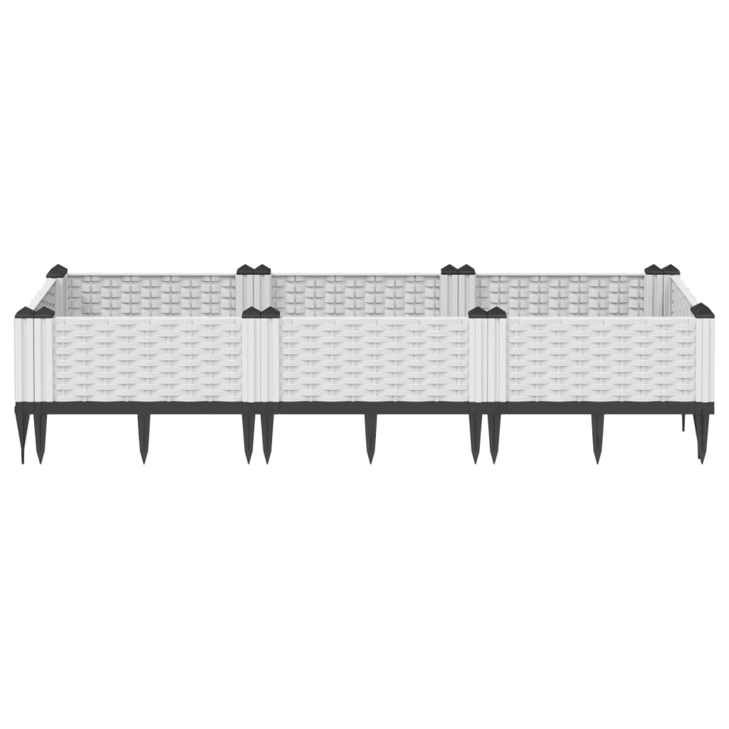 vidaXL Garden Planter with Pegs White 125x40x28.5 cm PP