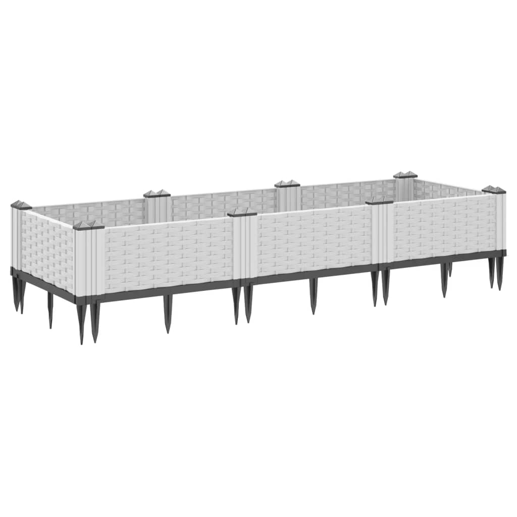 vidaXL Garden Planter with Pegs White 125x40x28.5 cm PP