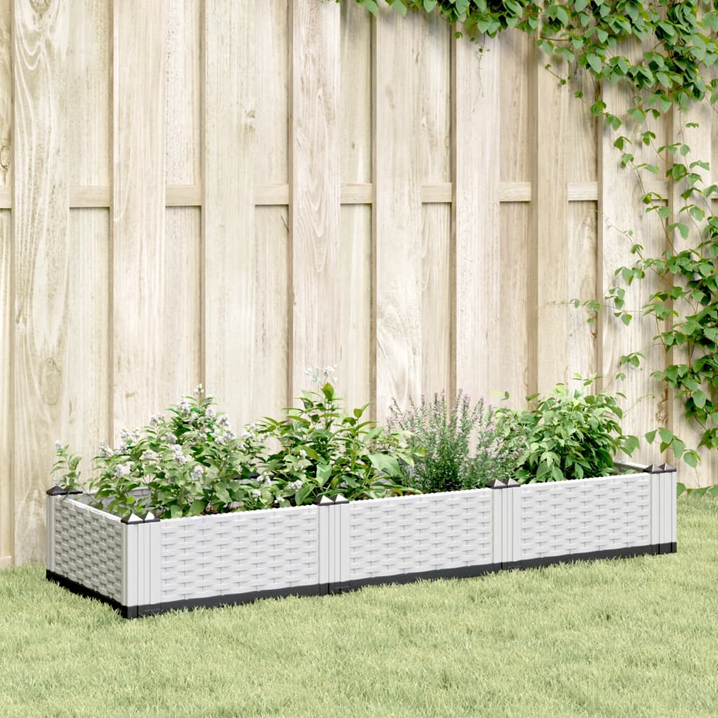 vidaXL Garden Planter with Pegs White 125x40x28.5 cm PP