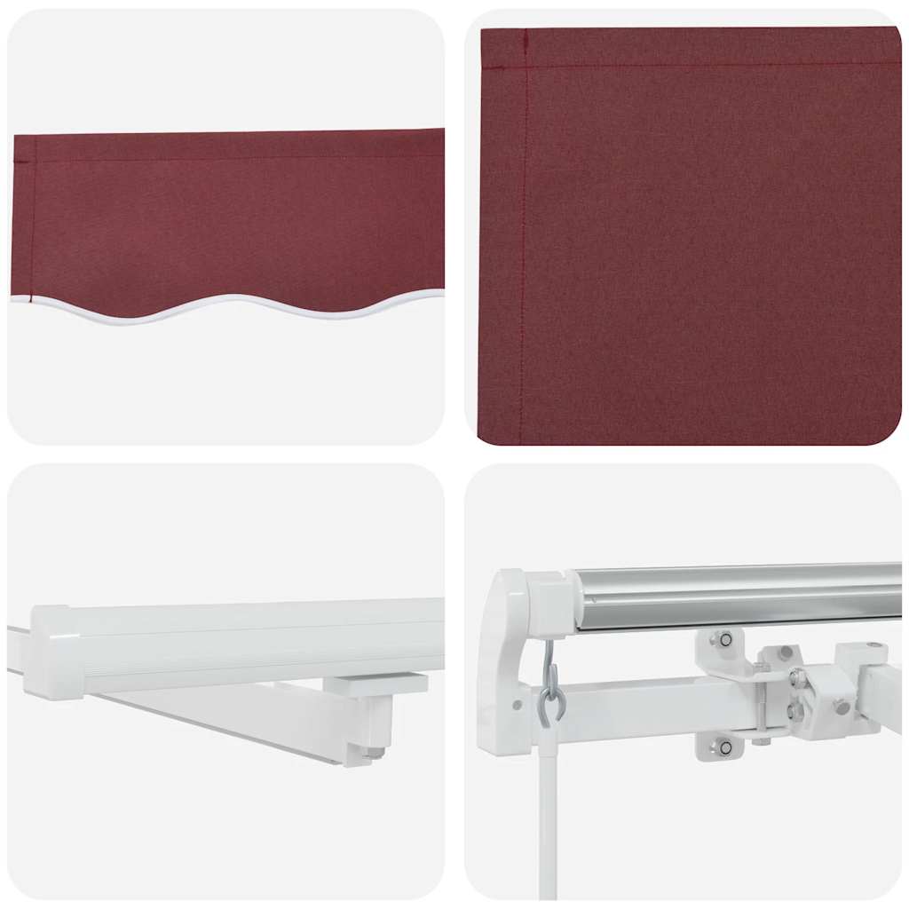 Manual Retractable Awning with LED Burgundy 300x250 cm