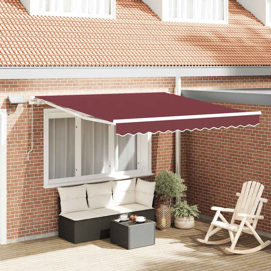Manual Retractable Awning with LED Burgundy 300x250 cm