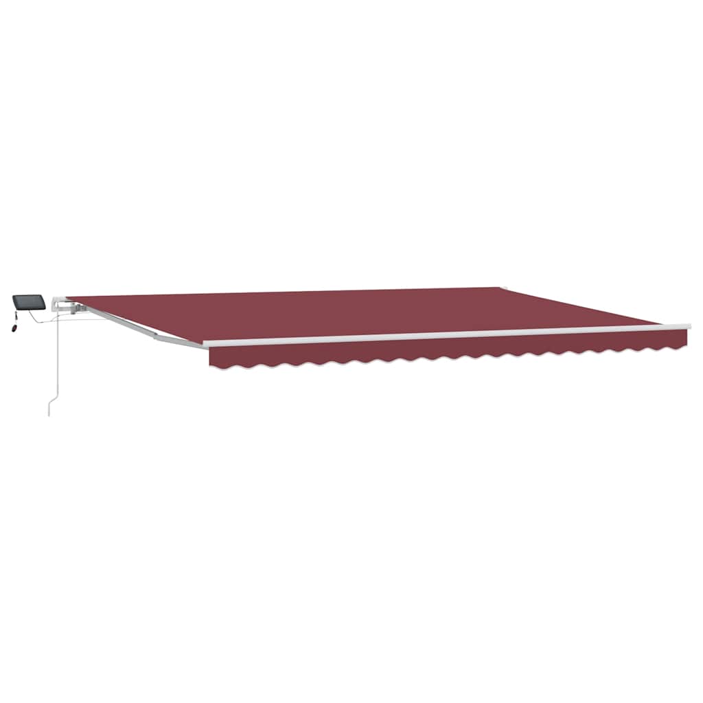 Manual Retractable Awning with LED Burgundy 500x300 cm
