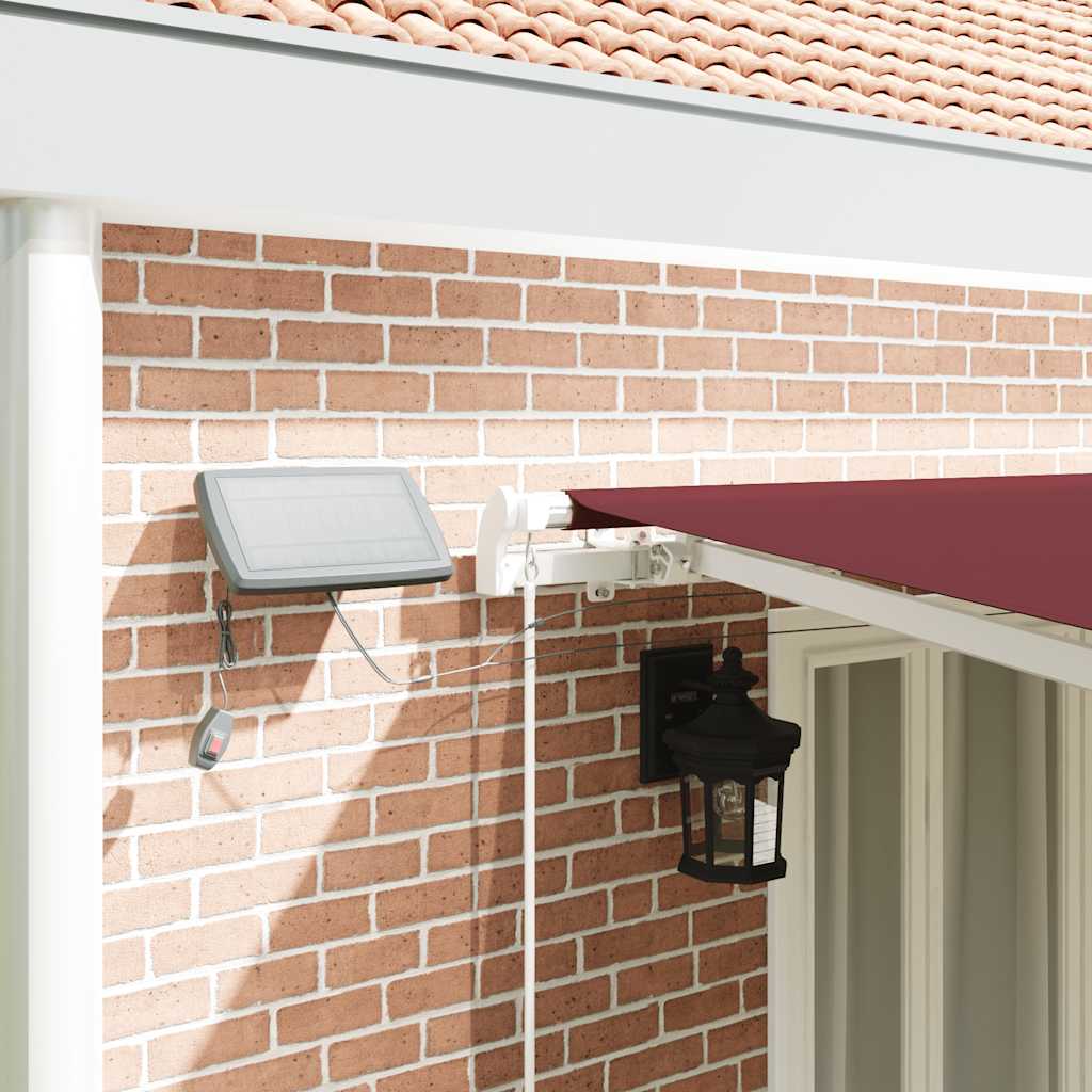 Manual Retractable Awning with LED Burgundy 600x300 cm