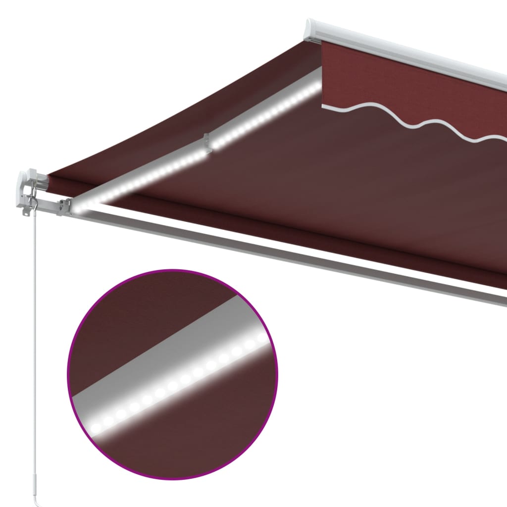 Retractable Awning Burgundy 450 x 350 cm Fabric and Aluminium