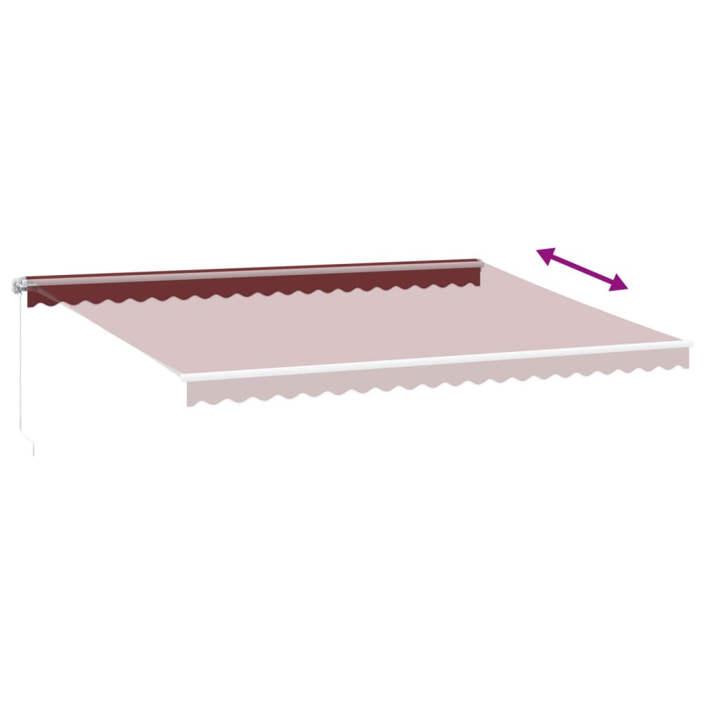 Retractable Awning Burgundy 500 x 350 cm Fabric and Aluminium