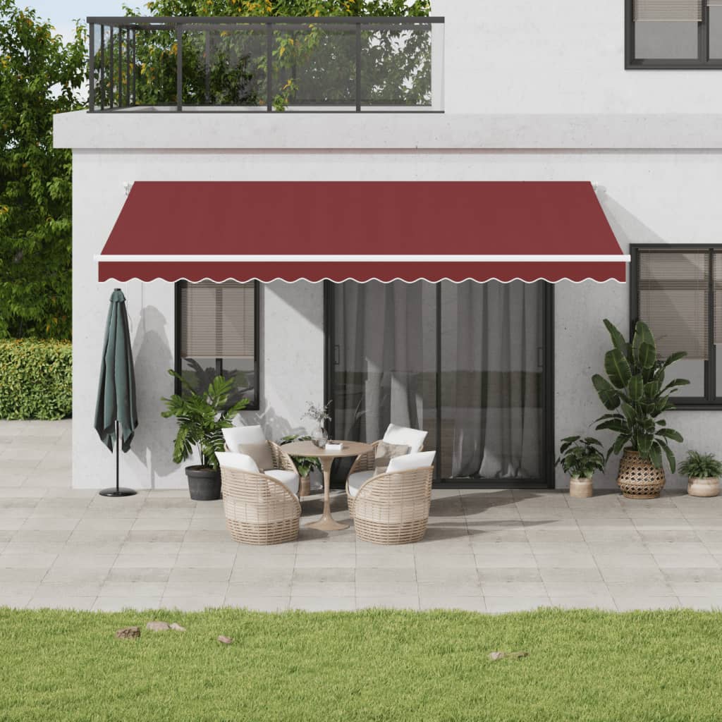 Retractable Awning Burgundy 500 x 350 cm Fabric and Aluminium
