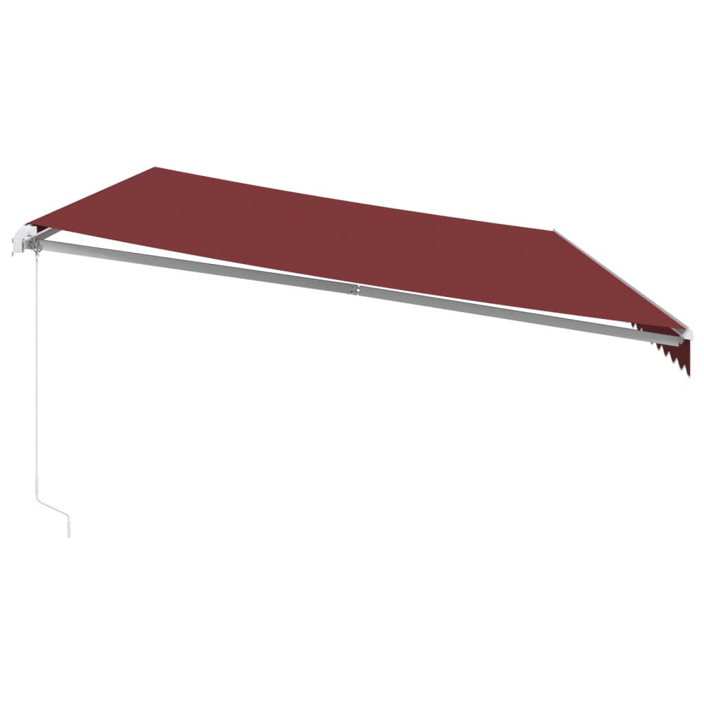 Manual Retractable Awning with LED Burgundy 600x350 cm